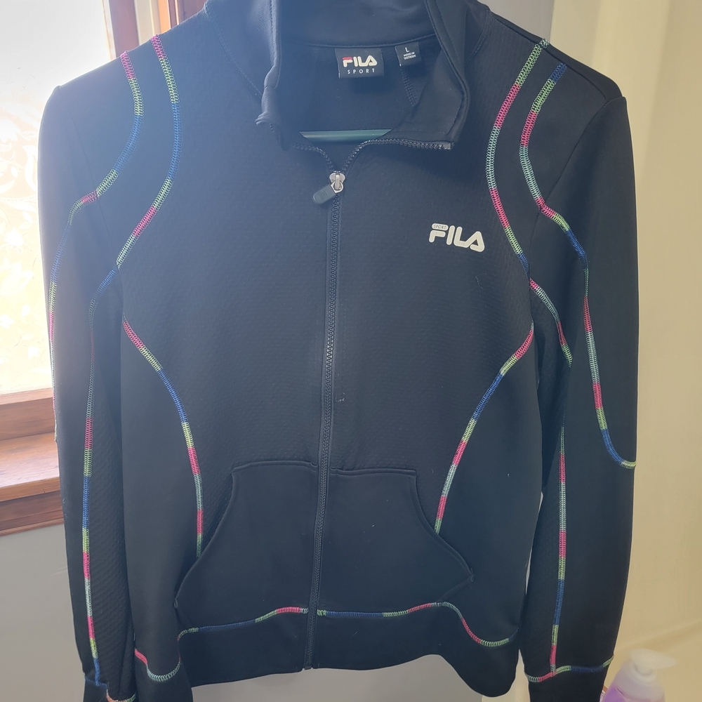 Fila Black Jacket with Multicolor Trim